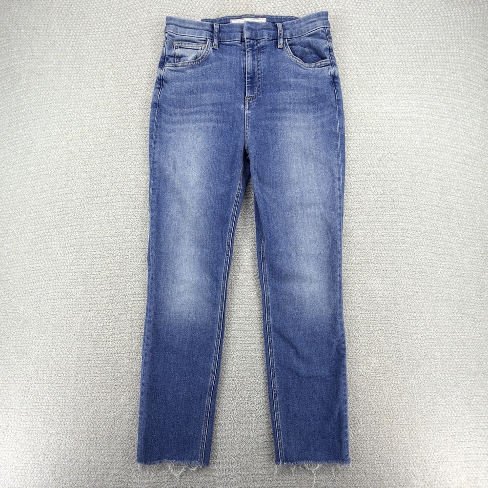 Frank & Eileen Derry Jeans Womens 28 Slim Straight Ankle Raw Hem Made In USA